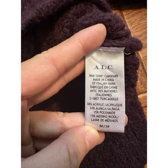 A.L.C. Burgundy Cleveland V-Neck Ribbed-Knit Cardigan Size M Retail$325 - Picture 5 of 16